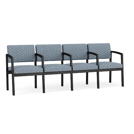 Lenox Steel 4 Seat Tandem Seating Metal Frame, Black, RS Rain Song Upholstery